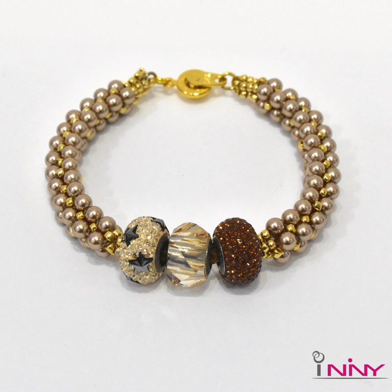 Becharmed Be' Dazzled-Brown Bracelet