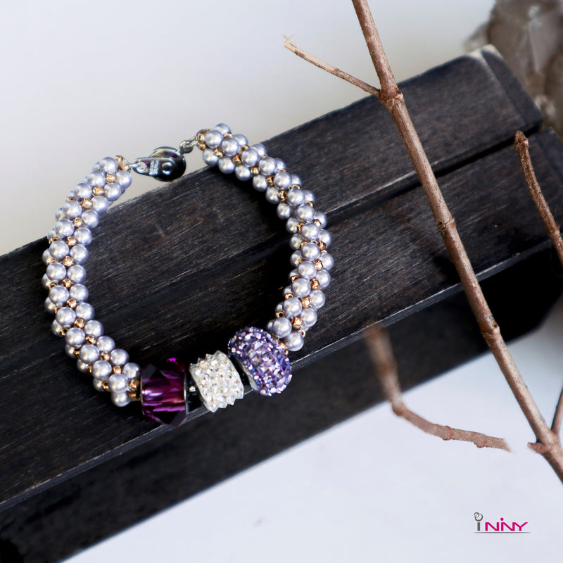 Fun & Delicate Beaded Bracelet with Three Charms