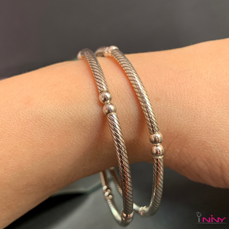 Silver925 Twisted Pipe Stretchable Bangle