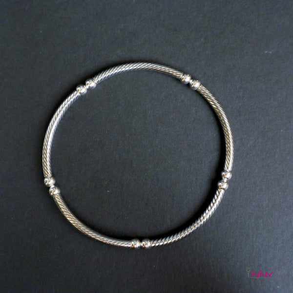 Silver925 Twisted Pipe Stretchable Bangle