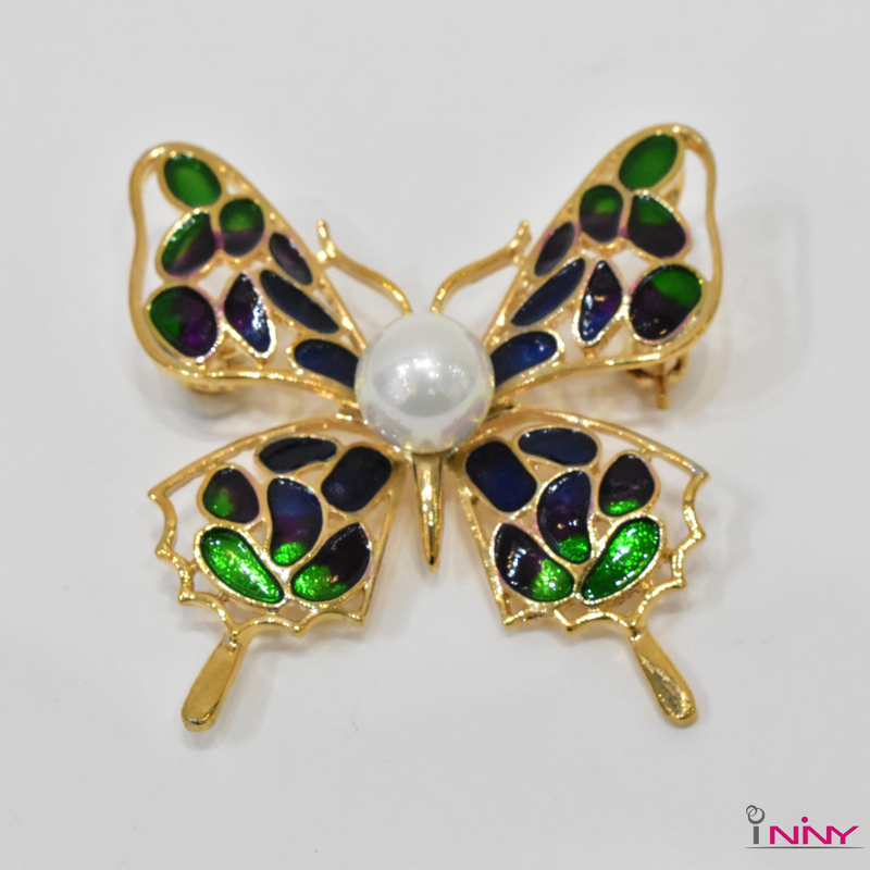Korean-Style Enamel Butterfly Pendant/Brooch