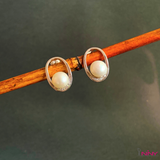 Fresh Water Pearl Oval Stud Earrings
