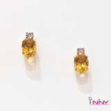 Citrine & White Sapphire Stud Earrings