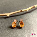 Citrine & White Sapphire Stud Earrings