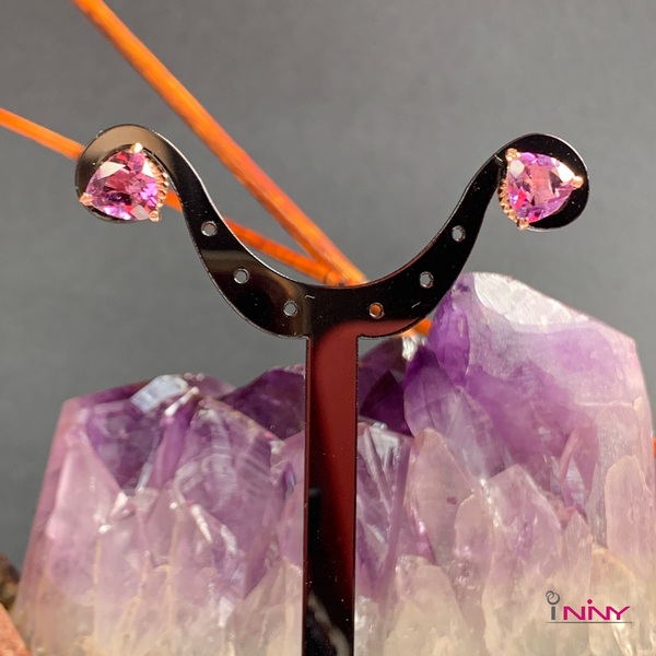 Triangle Amethyst Stud Earrings