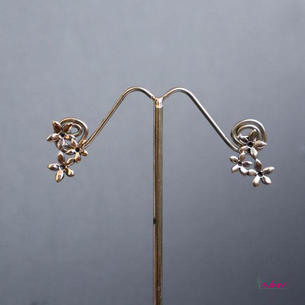 Silver Three Flower Stud Earrings