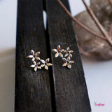 Silver Three Flower Stud Earrings