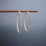 Silver Hoop Ball Earrings