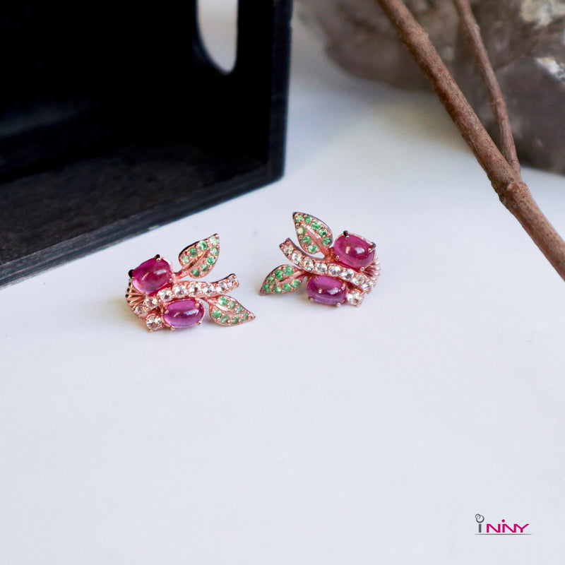 Ruby & Tsavorite Form Butterfly Earrings