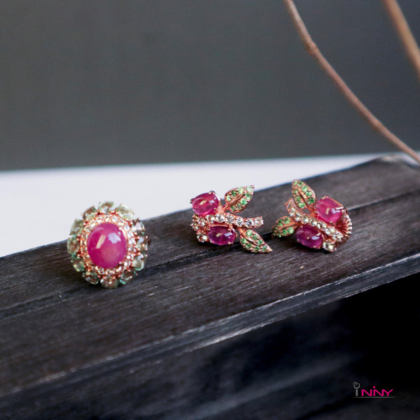 Ruby & Tsavorite Form Butterfly Earrings