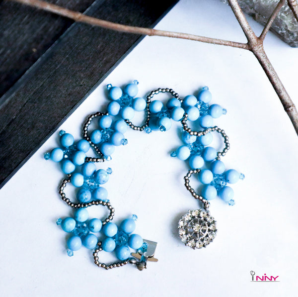 Blue Turquoise Flower Bracelet