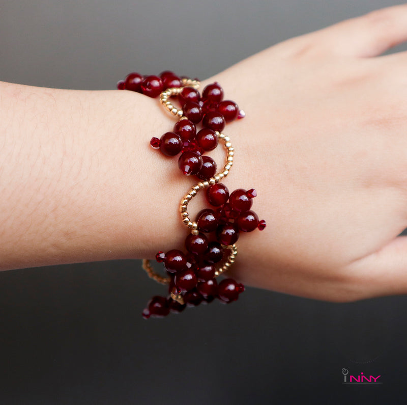 Red Carnelian Flower Bracelet