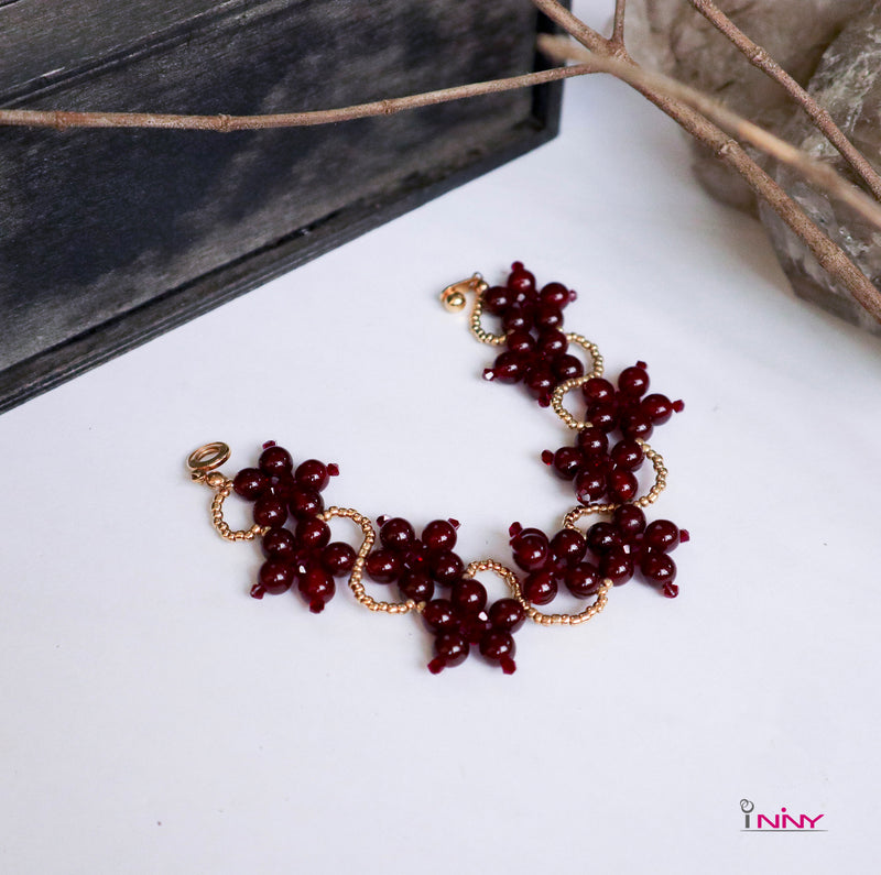 Red Carnelian Flower Bracelet