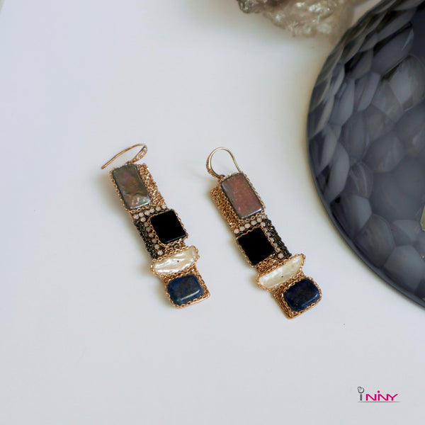 Industrialized Squares Danggling Earrings