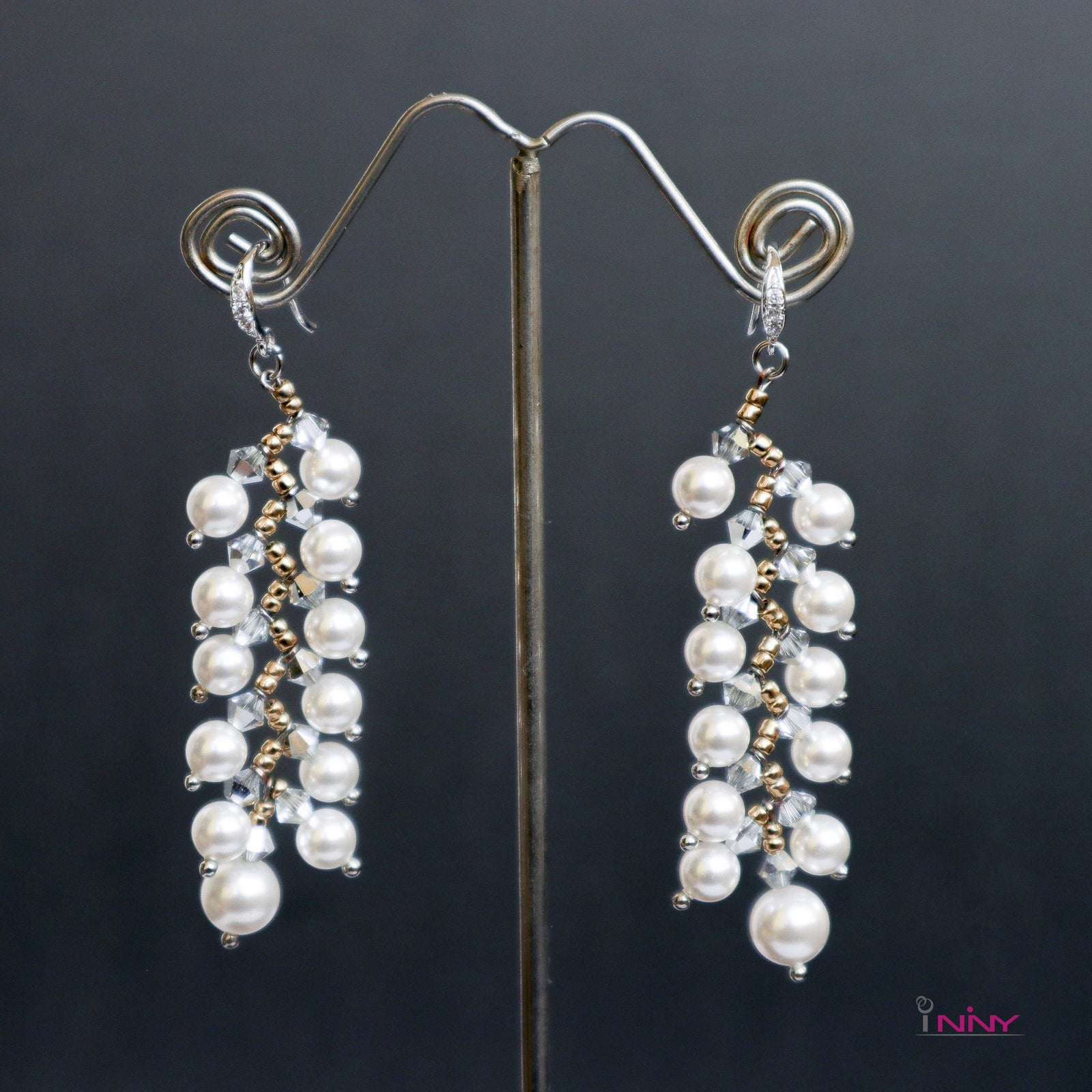 アクセサリー 5 long pearl earrings Zig Zag Pearl Dangling Earrings – ininygem