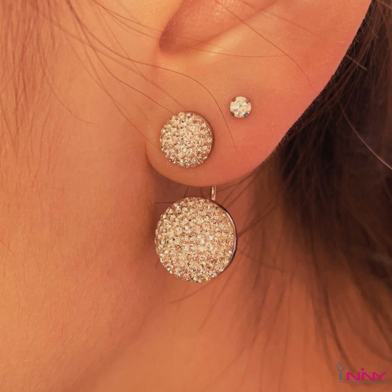 Double ball stud top earrings