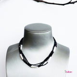 5-Line of Black Spinel & Fresh Water Pearl Necklace