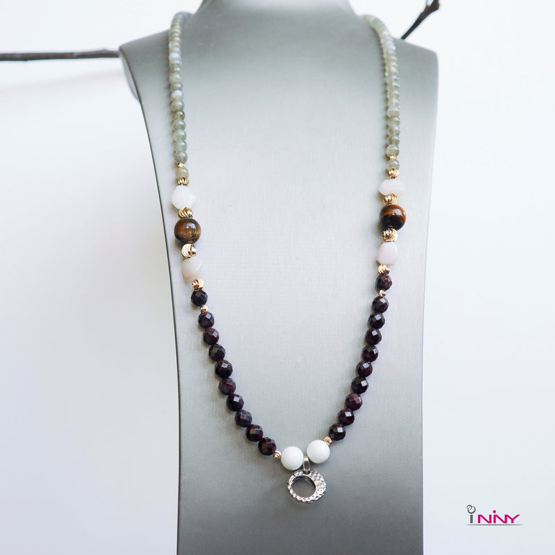 Y Shape Mixed Stone Long Necklace