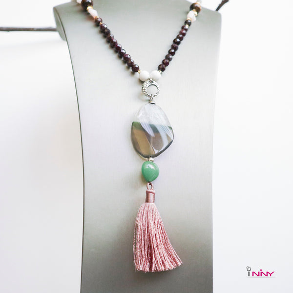 Y Shape Mixed Stone Long Necklace