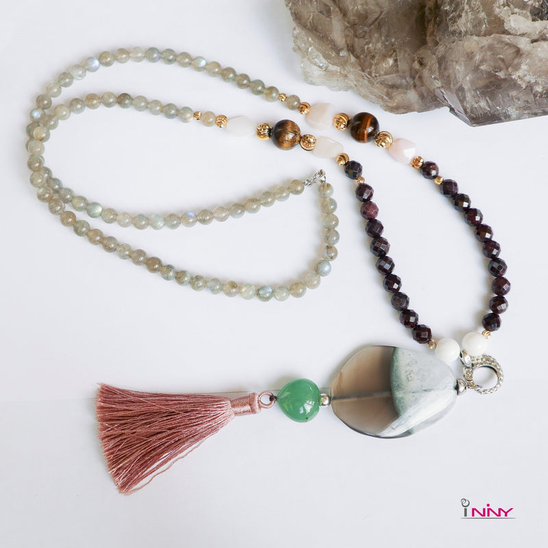 Y Shape Mixed Stone Long Necklace