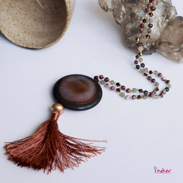 Long Necklace of Tassel Gemstone