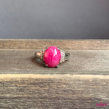 Natural Dark Pink Cabochon Ruby Ring