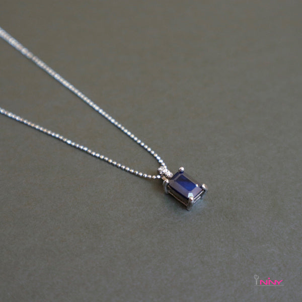 Step Cut Blue Sapphire Pendant