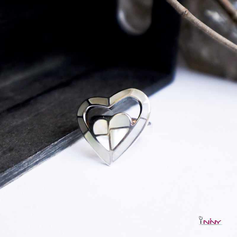 Mother Of Pearl Heart Silver Ring