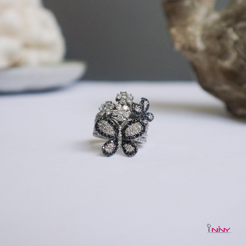 Detailed CZ Butterfly Ring