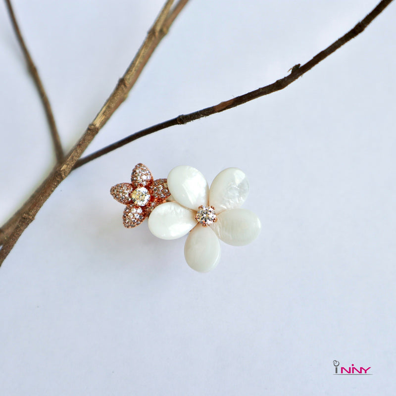 White MOP Flower With CZ Flower