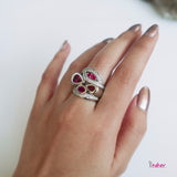Four Red Ruby-Like Ring