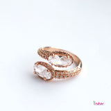 Two CZ  Open End Rose Gold Ring