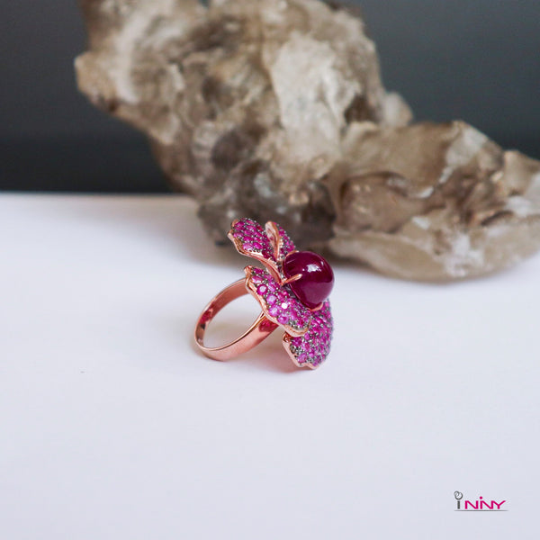 Beautiful Ruby Flower Ring