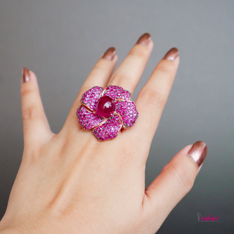 Beautiful Ruby Flower Ring