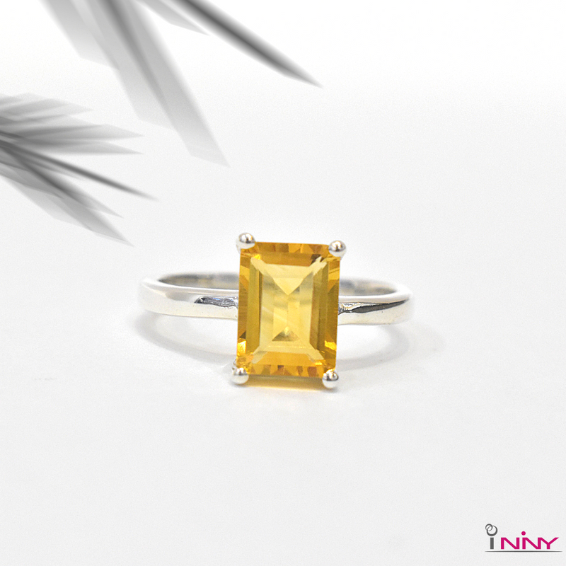 Citrine Solitaire- Emerald Cut