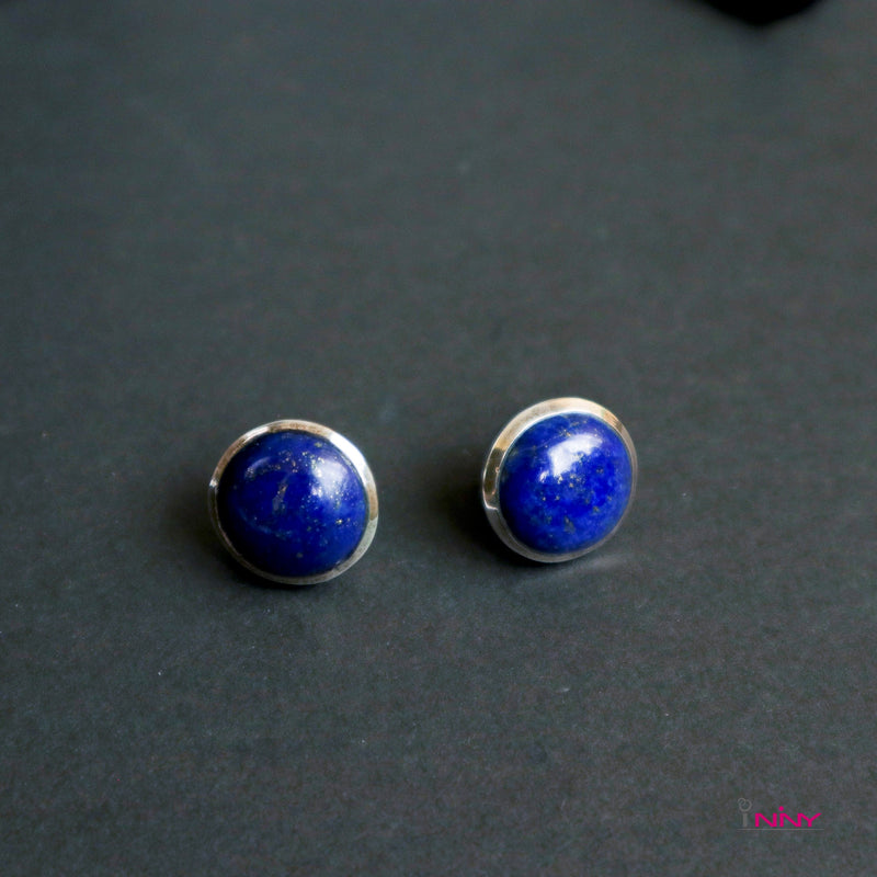 Lapis Lazuli Stud Earrings 14mm