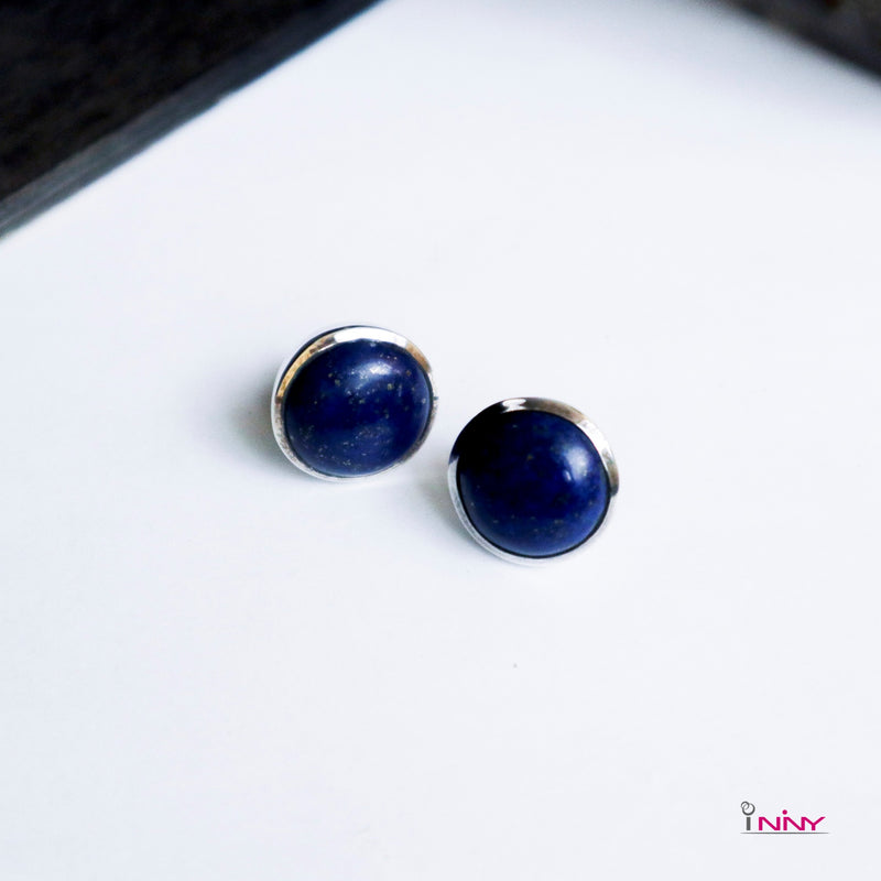 Lapis Lazuli Stud Earrings 14mm