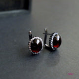 Oval Garnet Earrings