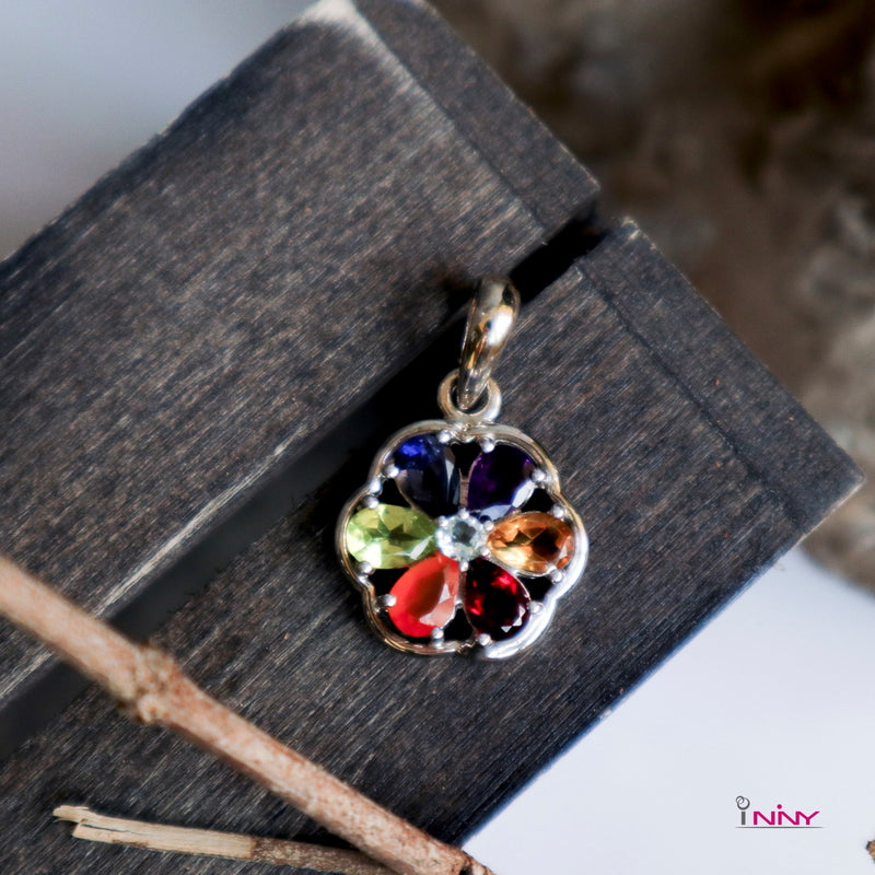 Small Flower of 7 Chakra Pendant