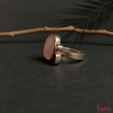 Rose Quartz By Side with Pearl and Tourmaline Ring