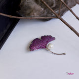 Pink Flabellate Leaf Brooch