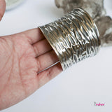 Tribal Silver Ripple Bangle